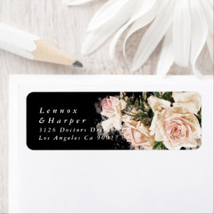 Elegant Black Rose Romance Wedding Return Address Return Address Label