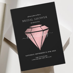 Elegant, Black, Rosegold Diamond Einladung Invitation