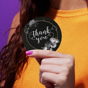 Elegant Black Roses Classic Round Sticker