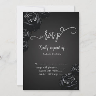 Elegant Black Roses Gothic  RSVP   Invitation