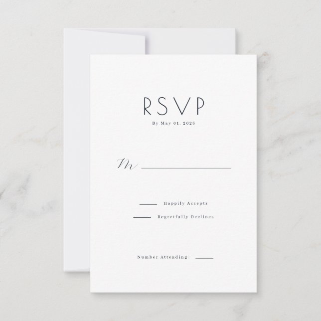 Elegant Black RSVP Card (Front)