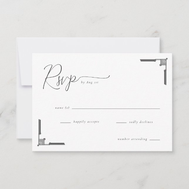 Elegant Black RSVP Card (Front)