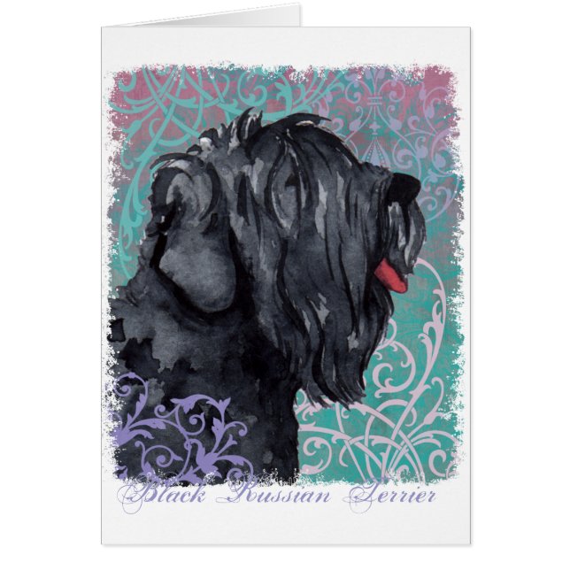 Elegant Black Russian Terrier Card (Front)