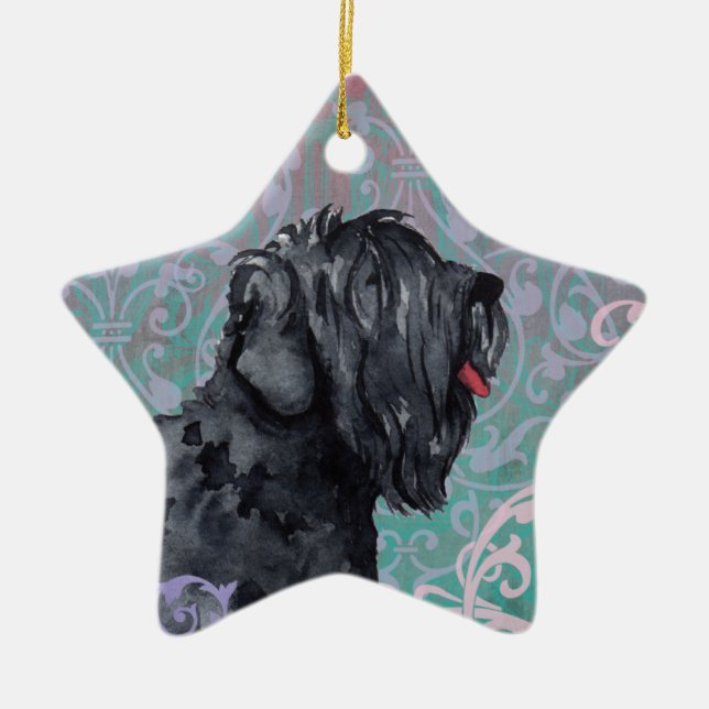 Elegant Black Russian Terrier Ceramic Ornament (Front)