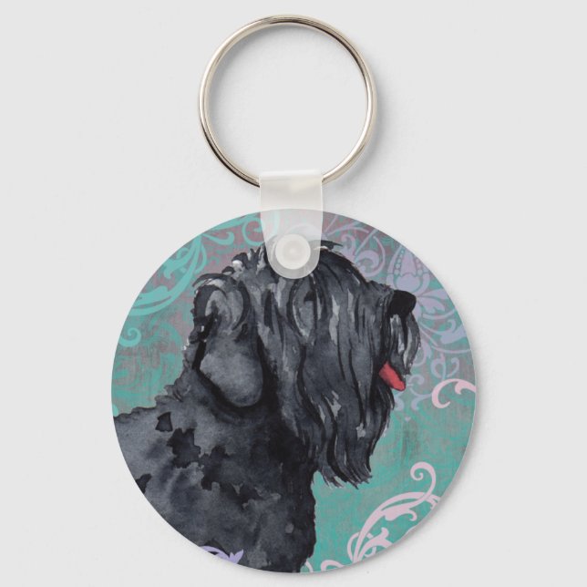 Elegant Black Russian Terrier Key Ring (Front)