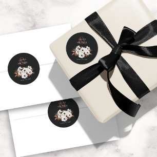 Elegant Black Rust Floral Classic Round Sticker