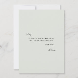 Elegant Black Sage Green Bridesmaid Proposal Card