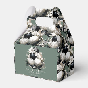Elegant black sage green ivory Christmas ornament Favour Box