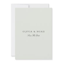 Elegant Black & Sage Green Save The Date Card