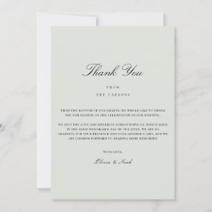 Elegant Black & Sage Green Thank you Card