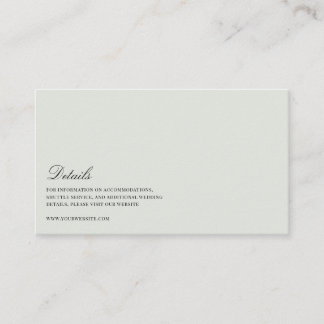 Elegant Black & Sage Green Wedding Details Enclosure Card