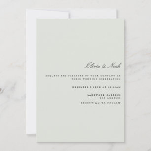 Elegant Black & Sage Green Wedding Invitation Card