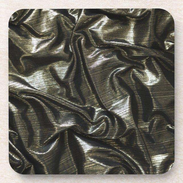 Elegant Black satin fabric look coaster (Front)