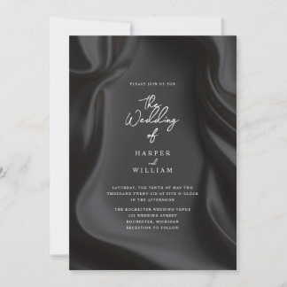 Elegant black Satin wedding invitation