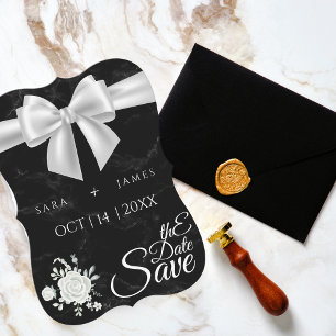 Elegant Black Save The Date Card