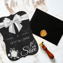Elegant Black Save The Date Card