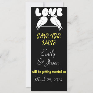 Elegant black Save The Date with love birds Invitation