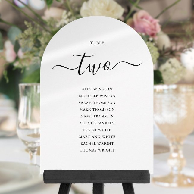 Elegant Black Script Arched Table Seating Chart Invitation (Elegant Black Script Arched Table Seating Chart Invitation)