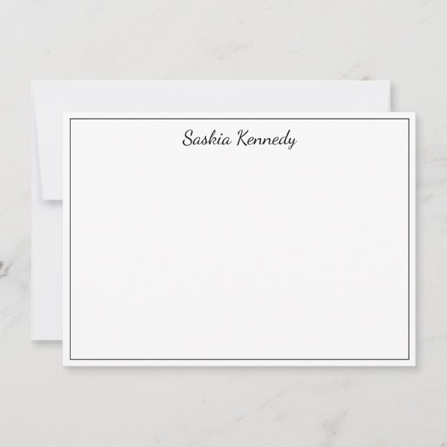 Elegant Black Script Border Personalised Card (Front)