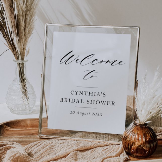 elegant black script bridal shower welcome sign (Creator Uploaded)