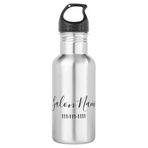 Elegant Black Script Business Salon Name Number 532 Ml Water Bottle