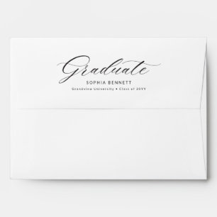 Elegant Black Script Calligraphy Graduation Envelope