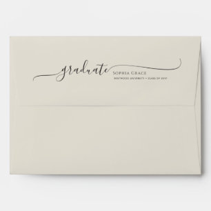 Elegant Black Script Calligraphy Graduation Envelope