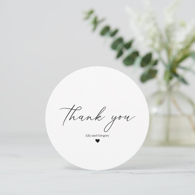 Elegant Black Script Heart Thank You (Standing Front)