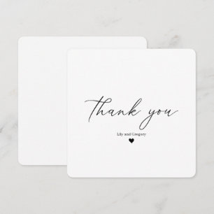 Elegant Black Script Heart Thank You Card
