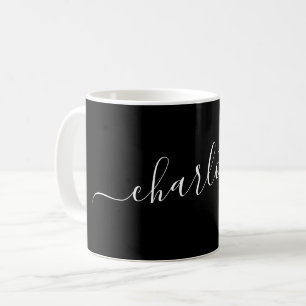 Elegant Black Script Modern Name Personalised Coffee Mug