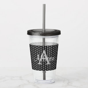 Elegant Black Script Monogram Acrylic Tumbler