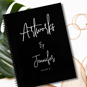 Elegant Black Script Name Artwork Sketchbook  Notebook