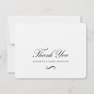 Elegant Black Script Personalised Wedding Monogram Thank You Card