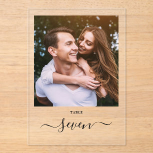 Elegant Black Script Photo Table Number
