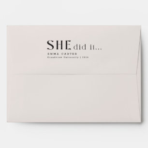 Elegant Black Script Return Address Graduation Envelope
