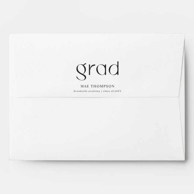 Elegant Black Script Return Address Graduation Envelope (Back (Top Flap))