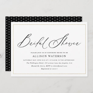 elegant black script simple bridal shower invitation