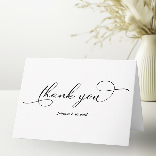 Elegant Black Script Thank You Card (Creator Uploaded)