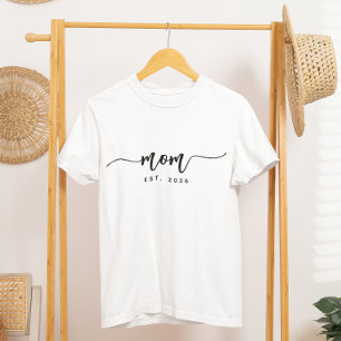 Elegant Black Script Typography Established Mum T-Shirt