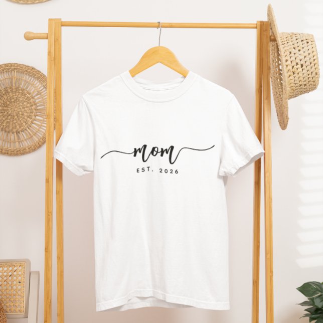 Elegant Black Script Typography Established Mum T-Shirt (Creator Uploaded)