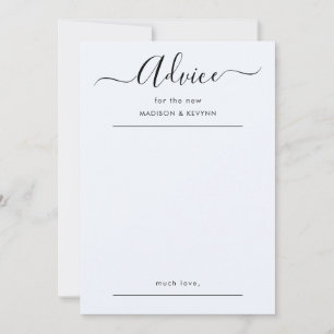 Elegant Black Script Wedding Advice Card