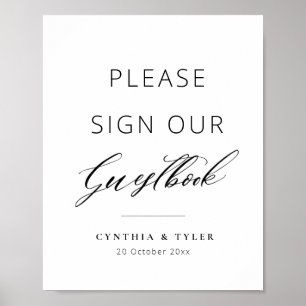 elegant black script wedding guest book Poster