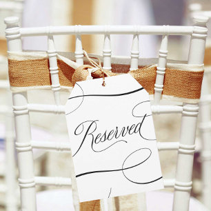 Elegant Black Script Wedding Reserved Chair Sign