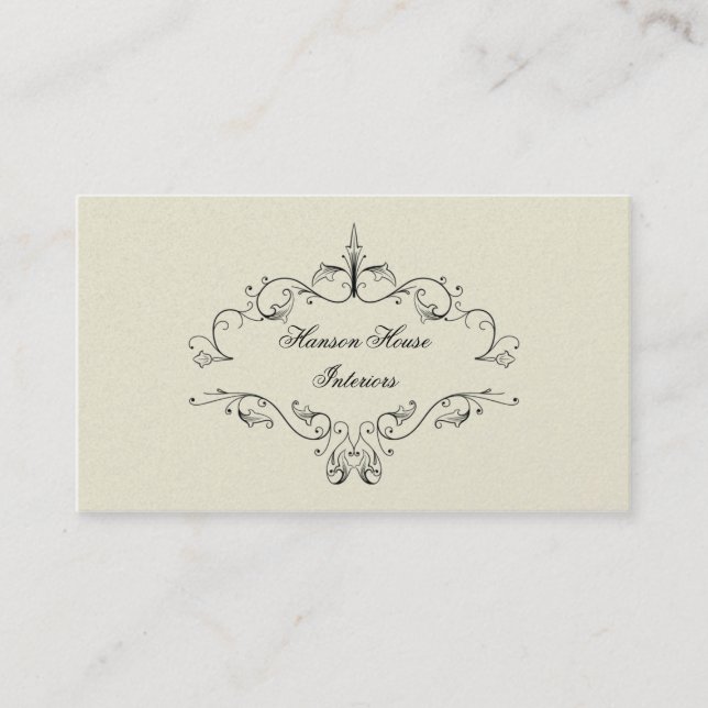 Elegant Black Scrolls Business Card (Front)