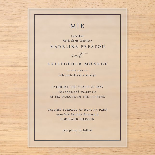 Elegant Black Serif Wedding Invitation (Front)