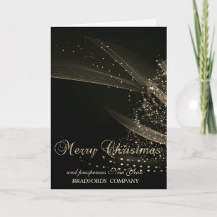 Elegant Black Shiny Christmas Tree, Company Holiday Card