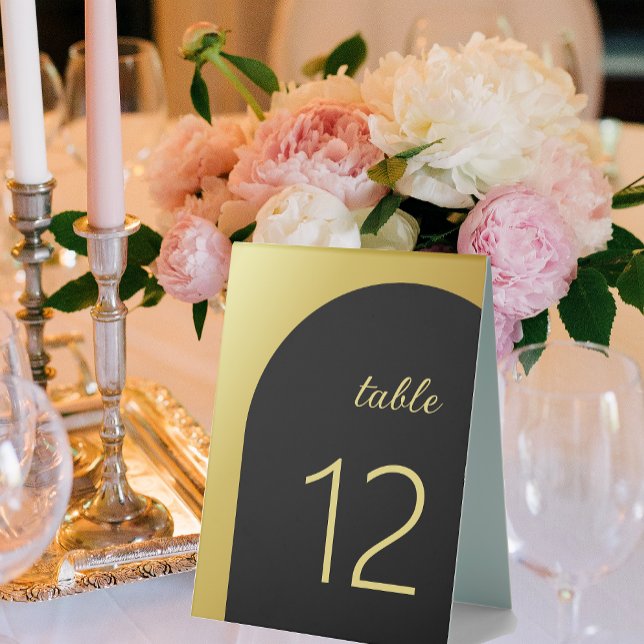 Elegant Black Shiny Gold Wedding Table Number (Elegant Black Shiny Gold Wedding Table Number Table Tent Sign)