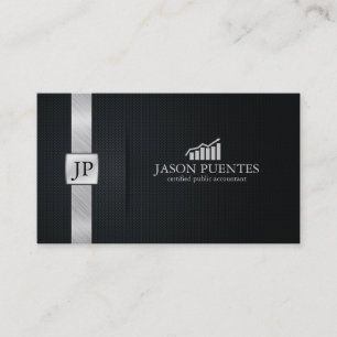 Elegant Black & Silver Accounting with Graph Logo Business Card
