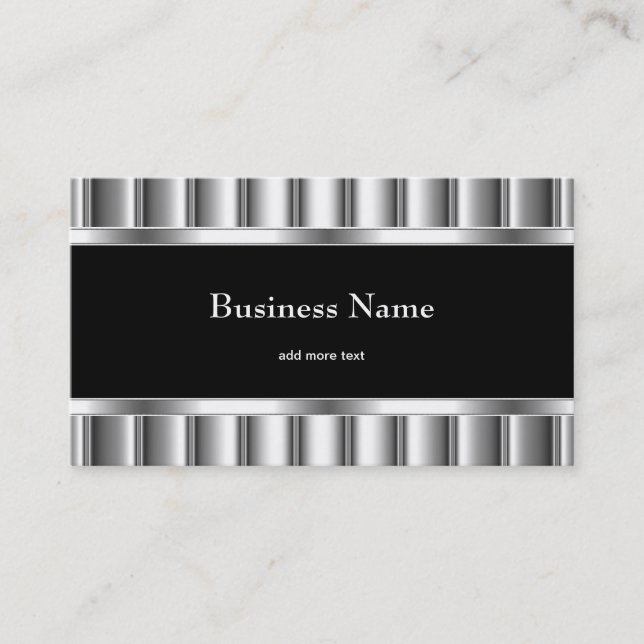 Elegant Black Silver Business Card (Front)