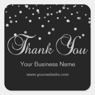 Elegant Black Silver Business Thank You Labels